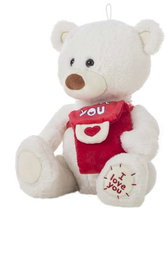 Creaciones Llopis - Peluche Oso Blanc Messager en Polyester - 35 cm - Pour Nouveau-né