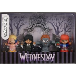 Little People Pack de 4 figurines collectionneur série Mercredi - Wednesday Addams, Cosa, Enid Sinclair, Marilyn Thornhill et Hyde - Figurines détaillées +14 ans