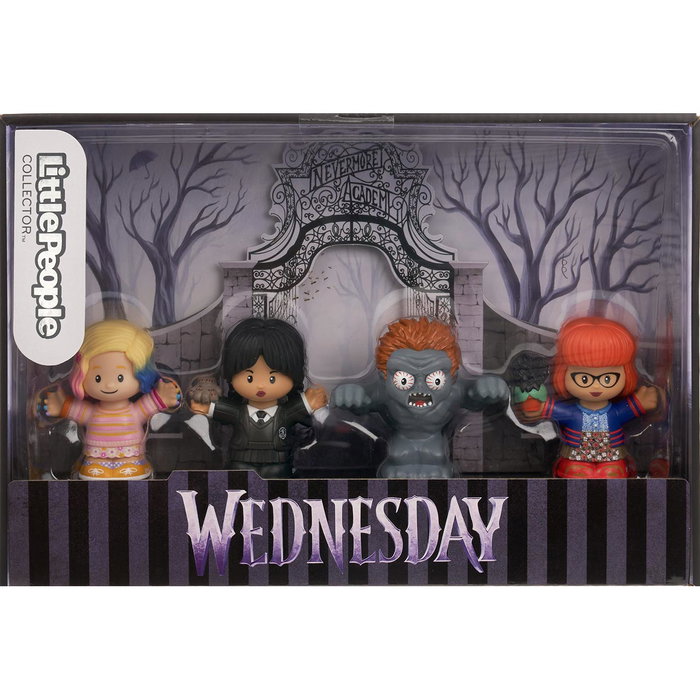 Little People Pack de 4 figurines collectionneur série Mercredi - Wednesday Addams, Cosa, Enid Sinclair, Marilyn Thornhill et Hyde - Figurines détaillées +14 ans Little People Pack de 4 figurines collectionneur série Mercredi - Wednesday Addams, Cosa, Enid Sinclair, Marilyn Thornhill et Hyde - Figurines détaillées +14 ans