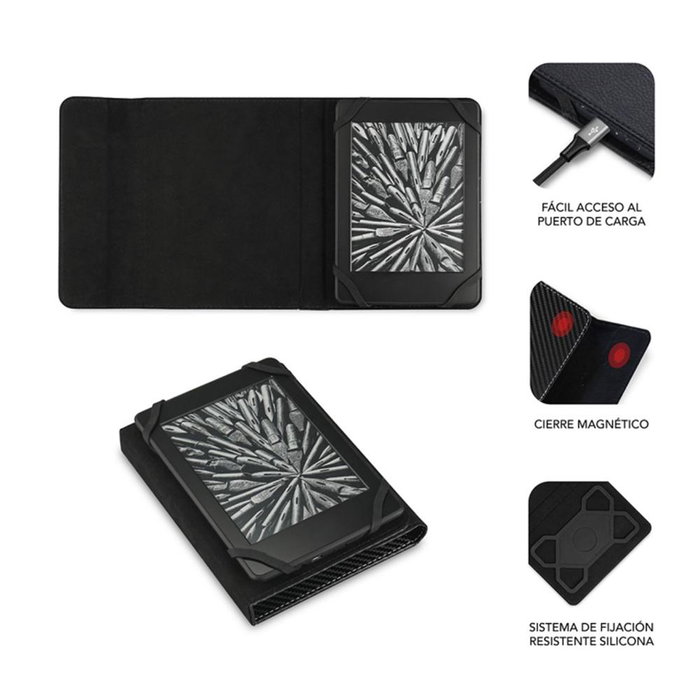 Subblim Clever Ebook Case Housse pour liseuse 6 pouces Noir Fibre de carbone
