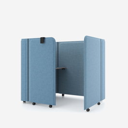 Nowy Styl Paravent de Bureau en Tissu Bleu avec Roues en Nylon