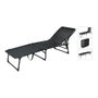 Redcliffs Chaise longue pliable en métal noir 190 x 56 x 86 cm
