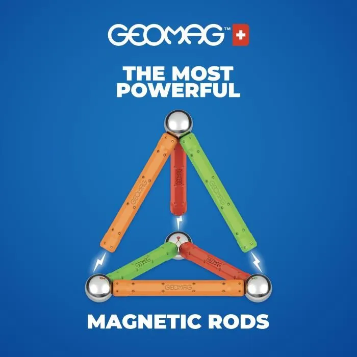 Geomag 378 Jeu de Construction Magnétique Supercolor Panels Recycled 52 Pièces - Jouet Éducatif 3D en Plastique 100% Recyclé - Âge 3-99