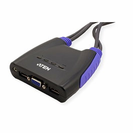 Aten CS64US - Commutateur KVM USB 4 ports avec câbles VGA/audio intégrés (0,9m, 1,2m) - Compatible Windows, Linux, Mac