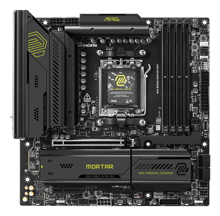 MSI Mag B850M Mortar Carte mère Socket AM5 AMD B850 micro ATX DDR5 Wi-Fi 7 Bluetooth 5.4 Noir
