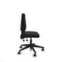 Chaise Elche Asynchrone Cuir écologique Noir Base pyramidale noire Sans accoudoirs Sans appui-tête Roulettes 65mm pour moquette