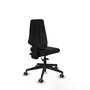 Chaise Elche Asynchrone Cuir écologique Noir Base pyramidale noire Sans accoudoirs Sans appui-tête Roulettes 65mm pour moquette
