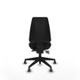 Chaise Elche Asynchrone Cuir écologique Noir Base pyramidale noire Sans accoudoirs Sans appui-tête Roulettes 65mm pour moquette
