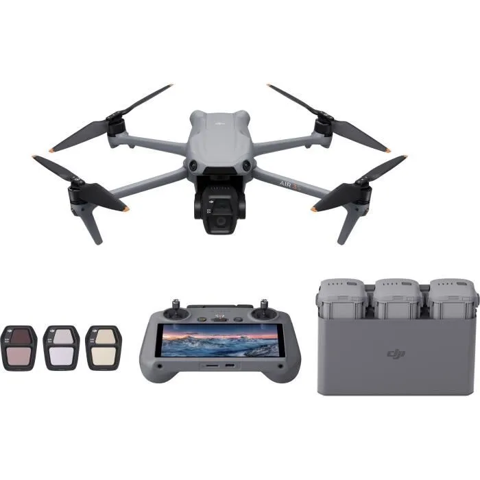 DJI Air 3S Fly More Combo Drone avec Double Caméra (CMOS 1" et Téléobjectif 70 mm) et RC 2 - 14 Stops de Plage Dynamique, RTH Intelligent DJI Air 3S Fly More Combo Drone avec Double Caméra (CMOS 1" et Téléobjectif 70 mm) et RC 2 - 14 Stops de Plage Dynamique, RTH Intelligent