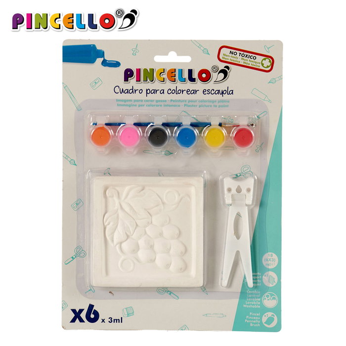 Pincello Tableau en Plâtre à Colorier Lot de 6 avec Pinceaux 2 x 29 x 22 cm (Set de 24) Pincello Tableau en Plâtre à Colorier Lot de 6 avec Pinceaux 2 x 29 x 22 cm (Set de 24)