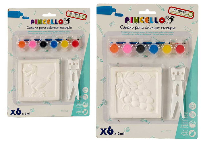 Pincello Tableau en Plâtre à Colorier Lot de 6 avec Pinceaux 2 x 29 x 22 cm (Set de 24) Pincello Tableau en Plâtre à Colorier Lot de 6 avec Pinceaux 2 x 29 x 22 cm (Set de 24)