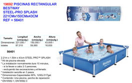 Steel Pro Piscine Rectangulaire Steel Pro Splash 221x150x43