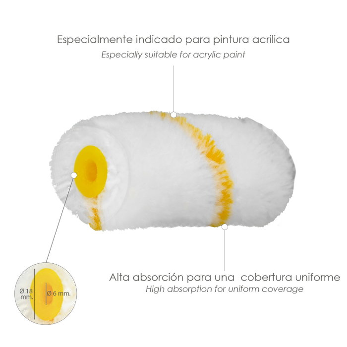 WOLFPACK LINEA PROFESIONAL Lot de 10 recharges de rouleaux en polyamide 50 mm pour émail acrylique