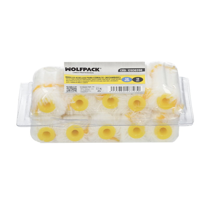 WOLFPACK LINEA PROFESIONAL Lot de 10 recharges de rouleaux en polyamide 50 mm pour émail acrylique