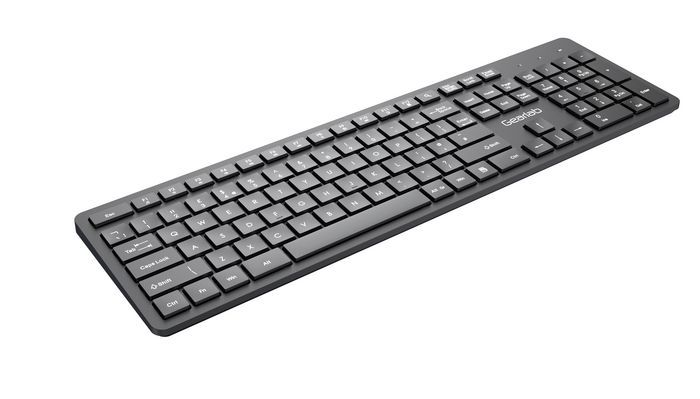 eSTUFF Clavier filaire USB G220 AZERTY FR - Clavier de bureau compact à profil bas avec touches silencieuses, disposition pleine taille