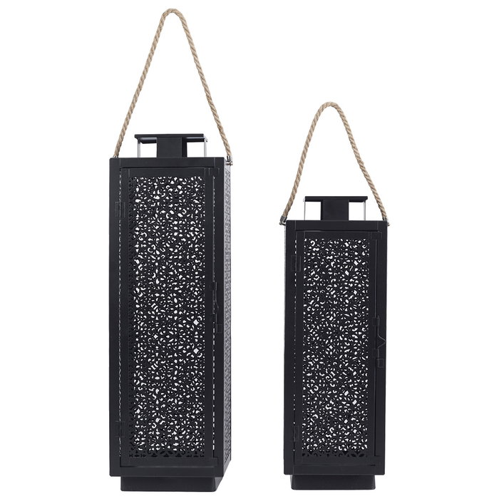 Home Deco Factory Lot de 2 lanternes en métal noir Home Deco Factory Lot de 2 lanternes en métal noir