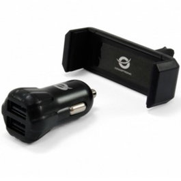 Conceptronic Chargeur Voiture USB 2 Ports 2000mA avec Support Universel