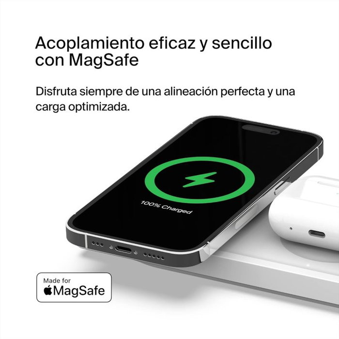 Belkin WIZ016vfWH BoostCharge Pro Base de Charge Sans Fil MagSafe 3 en 1 Blanche pour iPhone, Apple Watch, AirPods