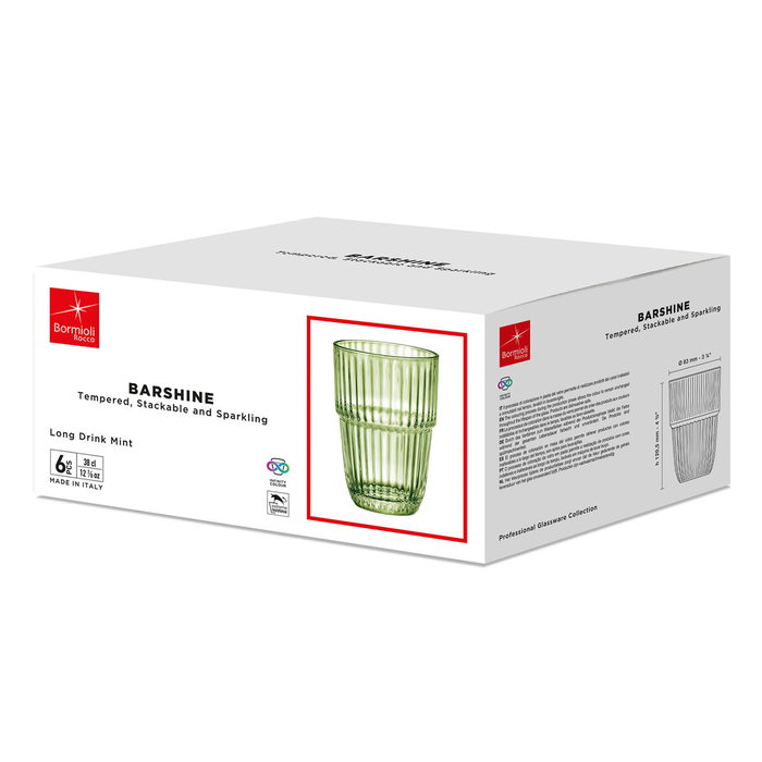Bormioli Rocco Caja 6 Verres Hauts Barshine 38 cL Vert en Verre