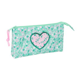 Trousse Fourre-Tout Triple Safta Cuore Menthe 22 x 12 x 3 cm