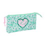 Trousse Fourre-Tout Triple Safta Cuore Menthe 22 x 12 x 3 cm