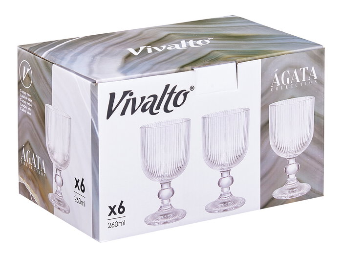 Vivalto Verre Transparent Rayé 260 ml 7x14x7 cm (Set de 24)
