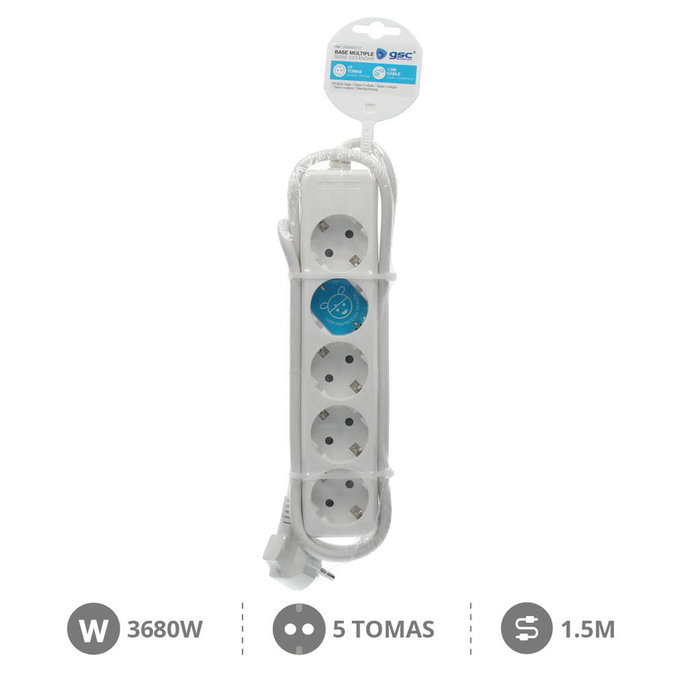 GSC Evolution Base multiple Serie Estándar 5T (3x1.5mm) 1,5M Blanco