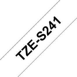 Brother TZe-S241 - Ruban pour étiqueteuse TZe, noir sur blanc, 18 mm x 8 m, résistant aux intempéries, laminé