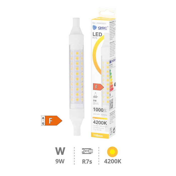 GSC Evolution Ampoule linéaire LED 118mm R7s 9W 4200K