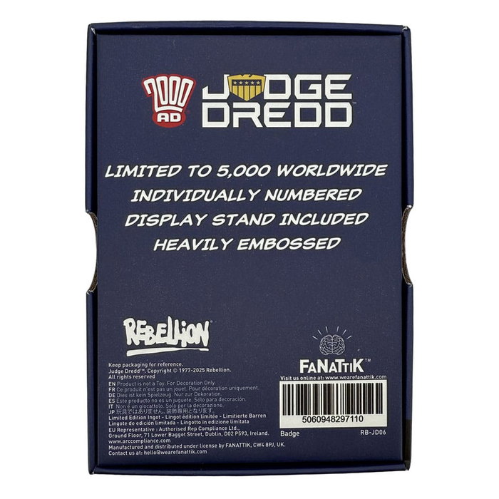 FaNaTtik Réplique Judge Dredd Badge Limited Edition 2000 AD