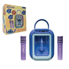 Lexibook Karaoke Bluetooth Stich avec 2 microphones sans fil - Boîte à sons et lumières (Plastique/Métal, 11.5x10x18 cm)