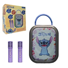 Lexibook Karaoké Bluetooth Stitch BTC030D avec 2 Microphones Sans Fil, Batterie Rechargeable, Design Portable Bleu