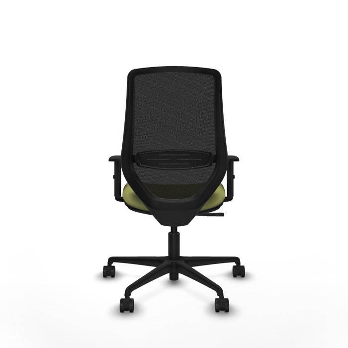 Chaise Mardos Synchro 4 positions tissu Vert olive Maille Noir Base en nylon noir Accoudoir 1D Sans appui-tête Roulettes 65mm nylon