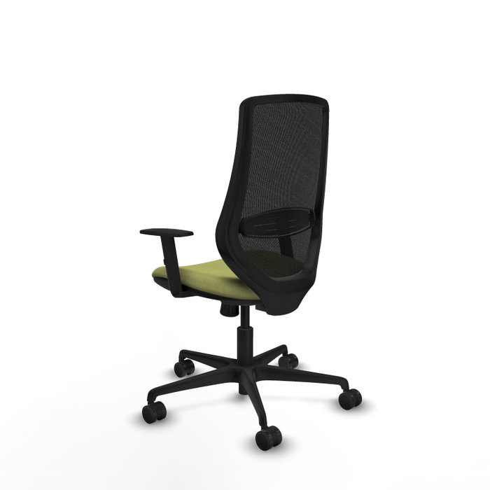 Chaise Mardos Synchro 4 positions tissu Vert olive Maille Noir Base en nylon noir Accoudoir 1D Sans appui-tête Roulettes 65mm nylon