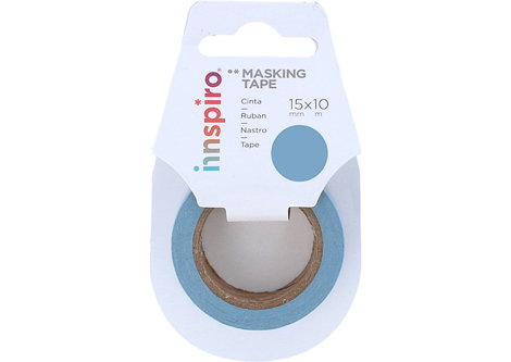 Innspiro Cinta masking tape Washi bleu clair 15mm x 10m Serie Lisos Básicos