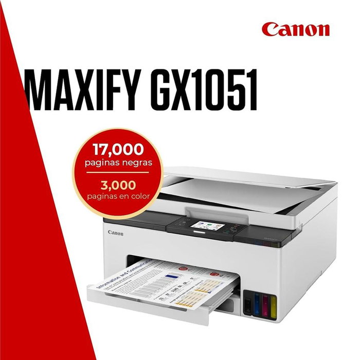 Canon PIXMA Gx1051 Rouge Multifonction A4 Wi-Fi USB Réservoirs Rechargeables Imprimante Scanner Copieur