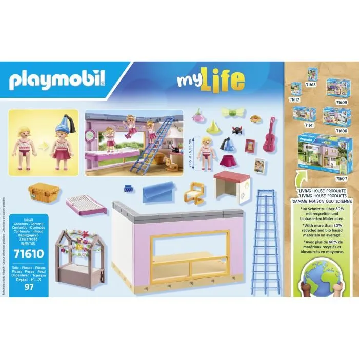 PLAYMOBIL 71610 Chambre d'enfant avec lit cabane, Maison d'architecte My Life, 97 pièces, pour enfant dès 4 ans