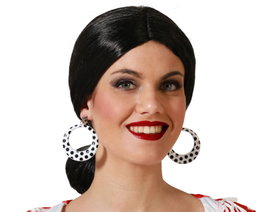 Atosa Boucles d'oreilles avec fleur et larme argentées pour déguisement de flamenca rouge vibrant