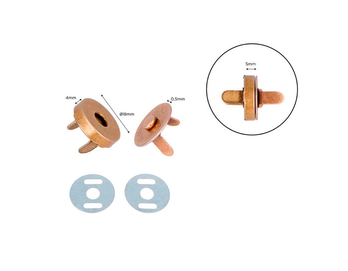 Innspiro Fermoir Magnétique Rond Fer Or Vieux 18 mm