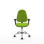 Chaise Algarra Contact permament de base Cuir écologique Vert pistache Structure chromée Accoudoir 2D Sans appui-tête Roulettes pour moquette