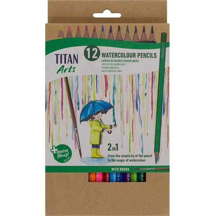 crayons de couleurs pour aquarelle Titan Arts Multicouleur 12 Pièces crayons de couleurs pour aquarelle Titan Arts Multicouleur 12 Pièces