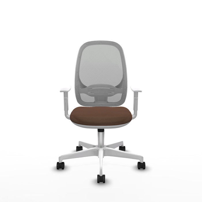 Chaise Cilanco Synchro 3 positions tissu Marron foncé Maille Gris Structure polyamide blanc Accoudoirs blancs Sans appui-tête Roulettes 65mm nylon Chaise Cilanco Synchro 3 positions tissu Marron foncé Maille Gris Structure polyamide blanc Accoudoirs blancs Sans appui-tête Roulettes 65mm nylon