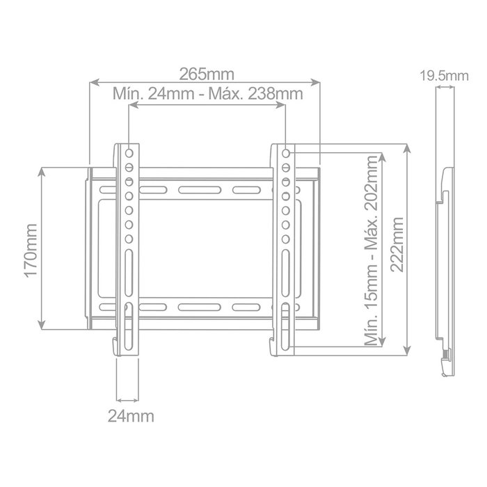 Holmios Support de TV fixe 23 pouces