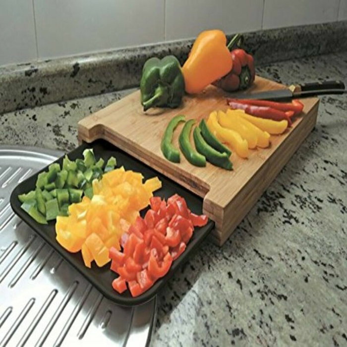 Jocca Planche à découper en Bambou avec Plateau en Plastique - 36 x 27,5 x 4 cm - Naturel et Noir Jocca Planche à découper en Bambou avec Plateau en Plastique - 36 x 27,5 x 4 cm - Naturel et Noir