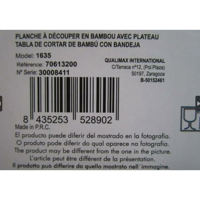 Jocca Planche à découper en Bambou avec Plateau en Plastique - 36 x 27,5 x 4 cm - Naturel et Noir Jocca Planche à découper en Bambou avec Plateau en Plastique - 36 x 27,5 x 4 cm - Naturel et Noir