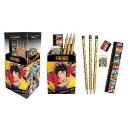 KIDS LICENSING - Porte-crayons avec fournitures de bureau à thème One Piece - 8 x 20 x 8 cm