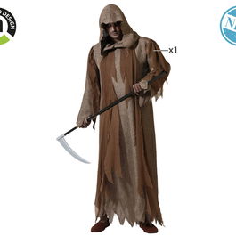Déguisement Mago marron avec capuche et tunique longue pour adulte taille XXL - Déguisement de sorcier pour homme pour Halloween ou médiéval fantastique