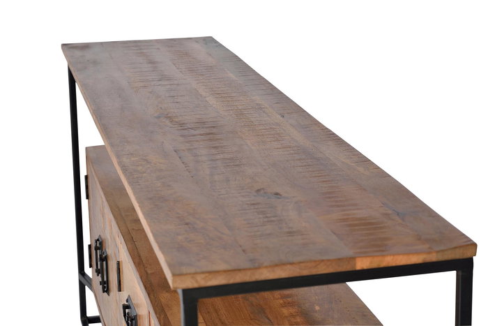 GINER Y COLOMER Buffet en bois de manguier avec finition métal naturel - Meuble artisanal