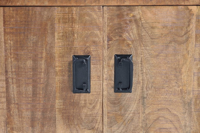 GINER Y COLOMER Buffet en bois de manguier avec finition métal naturel - Meuble artisanal