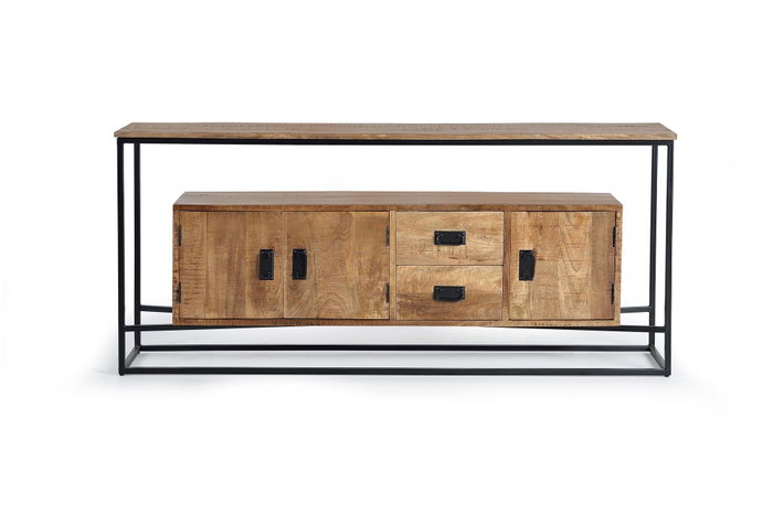 GINER Y COLOMER Buffet en bois de manguier avec finition métal naturel - Meuble artisanal GINER Y COLOMER Buffet en bois de manguier avec finition métal naturel - Meuble artisanal